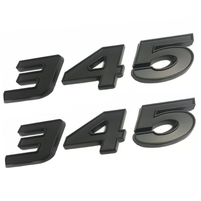 UpAuto 2 pcs 345 Emblem Badge 3D Self-Adhesive Nameplates 345 for Dodge Challenger Chrysle 300c (Black) - Image 1
